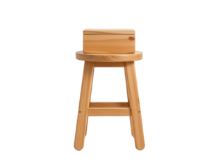 Wooden Stool with Block on Top for Modern Minimalist Decor