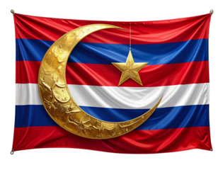 Flag with Interfaith Symbols — Cross, Star, Crescent, Transparent PNG