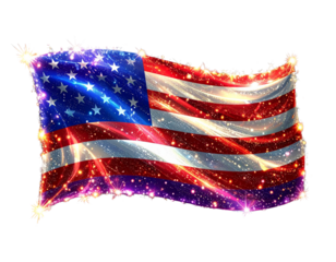 Flag Shaped from Fireworks Sparks, Transparent PNG