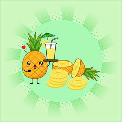 Cute pineapple cartoon.Vector illustration design. EPS 10.