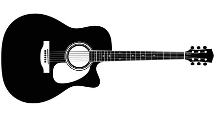 Silhouette of an acoustic guitar, showing its body and neck details.