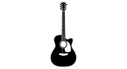 Naklejka premium A sleek, black acoustic guitar, depicted in a simple, monochrome illustration.