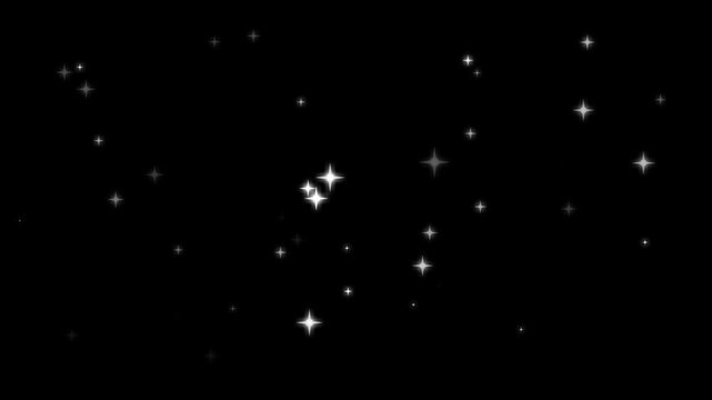 Twinkle star glitter sparkle, glowing glitter burst sparkle effect overlay, blinking cartoon stars, star sparkle vector doodles, glowing light effect, retro shine movement on black screen background.
