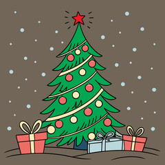 christmas tree and gifts