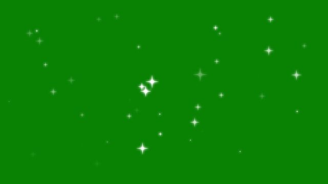 Glitter stars particles background overlay, twinkling starry night sky, looping animation, luxury white glitter sparkles trail, magic dust, pixie dust path, christmas stars on green screen background.