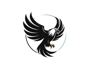 Obraz premium Black eagle in flight, centered in circle