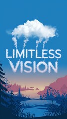 Digital Art with the Inscription "Limitless Vision" For Flyer, Advertisement, Advertising, Marketing, Visual Art, Cell Phone Screen, Tablet Screen, Computer Screen, Background, , 9:16 and 16:9 Format