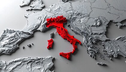 3D highlighted Italy map