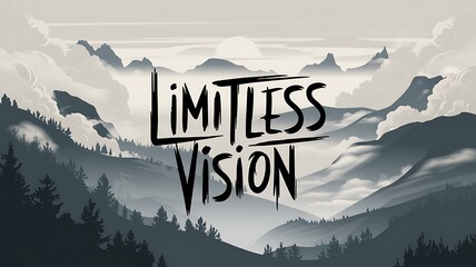 Digital Art with the Inscription "Limitless Vision" For Flyer, Advertisement, Advertising, Marketing, Visual Art, Cell Phone Screen, Tablet Screen, Computer Screen, Background, , 9:16 and 16:9 Format