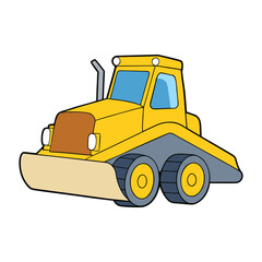 Naklejka premium A powerful bulldozer with a frontal loader, designed for pushing, lifting, and moving heavy materials on construction sites, perfect for coloring and learning machines. 