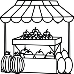 Charming summer market stall filled with fresh fruits and vibrant produce isolated on white background isolated on transparent background