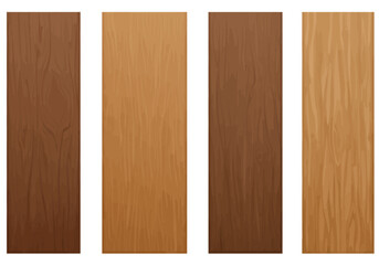 Four wooden planks of varying shades with distinct wood grain patterns