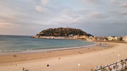 La Concha beach, San Sebastian, stately panorama 