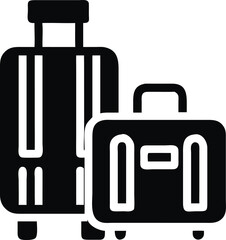 Fototapeta premium Collection of outline style traveler luggage and travel bags isolated on white background isolated on transparent background