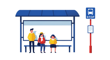 People Waiting at a Bus Stop