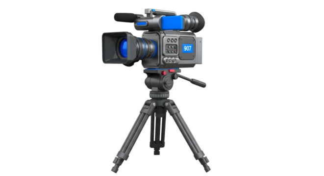 Professional Video Camera on Tripod