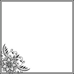 Obraz premium black and white floral frame
