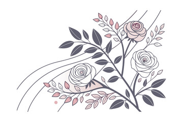 Elegant Floral Wedding Invitation Card Template. Beautiful Botanical Frame for Marriage Ceremony. Romantic Save the Date Design.