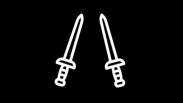 Crossed swords icon on a black background