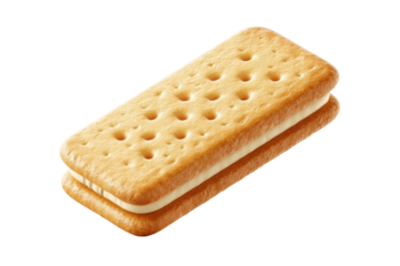 Cream-filled biscuit on black background, cut out