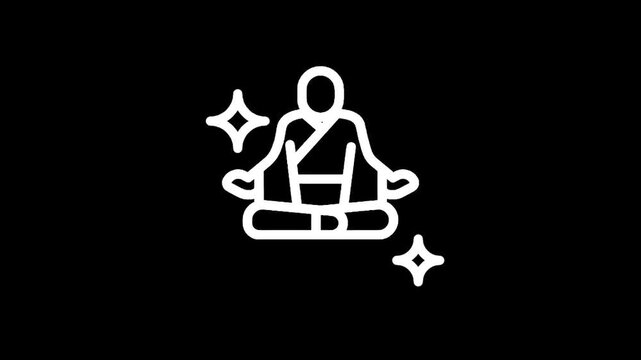 Meditating figure with glowing stars on a black background