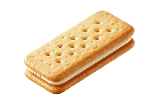 Cream-filled biscuit on black background, cut out