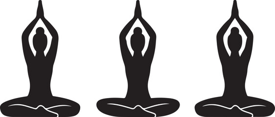 Silhouette of a woman in a graceful yoga pose perfect for wellness and fitness designs