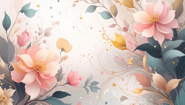 "Eleganti Fiori Acquerello in Stile Moderno Pastello &ndash; Illustrazioni Floreali Decorative"