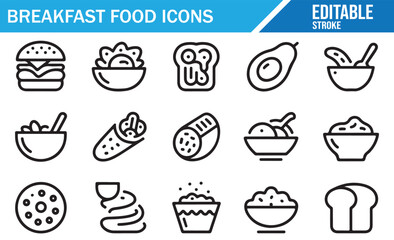 Modern Breakfast Icons for Healthy Eating and Meal Planning