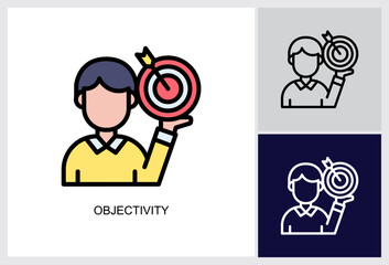 Objectivity icon Multi Style Vector Illustration 