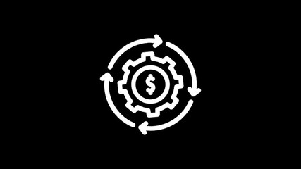 Financial process icon with gear and dollar sign