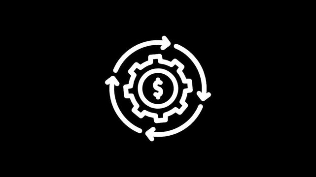 Financial process icon with gear and dollar sign