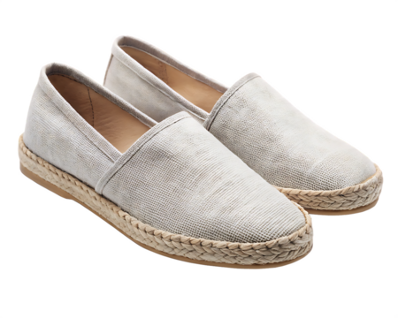 Light Grey Textured Canvas Espadrille Flats with Jute Soles espadrilles shoes isolated on a transparent background - Powered by Adobe