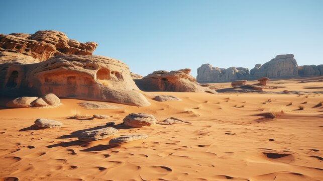 Sandstone formations under clear sky desert rock - Powered by Adobe