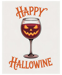 Happy hallowine glass with jackolantern face