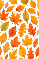 Watercolour autumn leaves background pattern svg vector