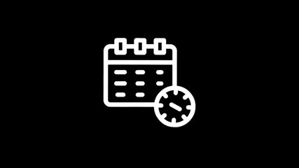 Calendar and clock icon on a black background
