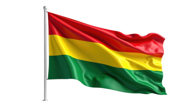 A waving illustration of the national flag of bolivia, prominently displayed against a black background.