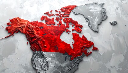 3D North America map, textured