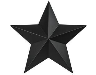 A striking black five-pointed star sculpture with sharp angles and a modern design, ideal for contemporary decor.