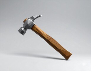 3D polygonal hammer on a light gray background