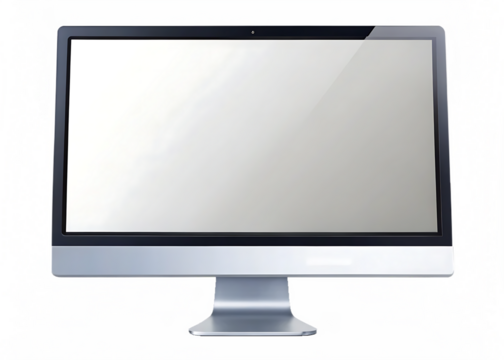 Modern All-in- One Computer Monitor with Blank Screen display technology isolated on a transparent background