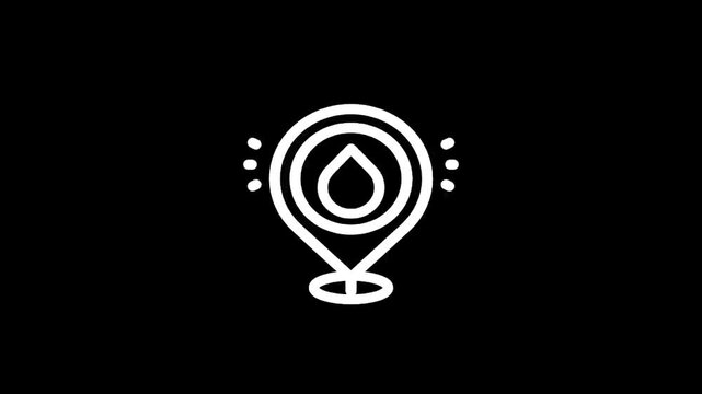 Water location icon on black background