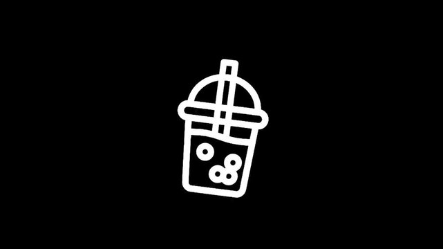 Bubble tea icon on black background