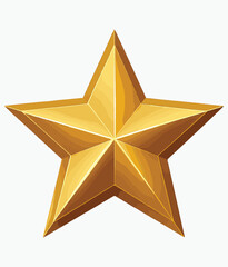 Bright Glossy Star Vector Artwork, Detailed Metallic Gold Star Icon, Elegant Golden Star Vector, Luxury 3D Golden Star Illustration, Glossy Gold Star Badge