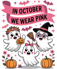 Cute ghosts in october we wear pink