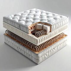 3D render of a mattress's interior layers