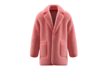 Cozy pink faux fur coat with pockets and lapel collar, cut out