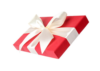 Beautiful gift box lid with bow isolated on white