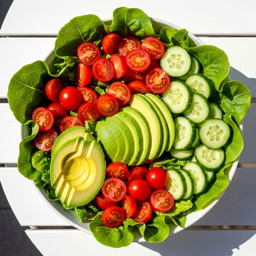 Healthy Salad with Avocado and Tomato